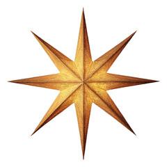 Poster - PNG A golden star shape with pointed tips, radiating a sense of light and direction.