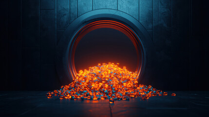 Aufkleber - high tech vault opening reveals glowing treasure of gems