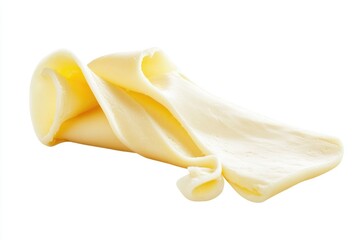 Poster - A single peeled banana sits on a white background, ideal for food-related or minimalist design concepts