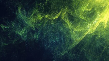 Poster - Futuristic Abstract Background with Gradient in Shades of Green, Yellow, and Blue Swirls