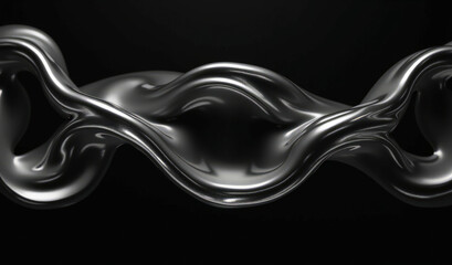 Wall Mural - black shiny waves on a black background