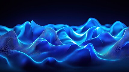 Poster - Futuristic Abstract Background with Gradient Waves in Vibrant Blue and Black Colors