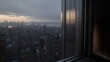 © Cah - Rainy Cityscape Viewed From Modern Highrise Window