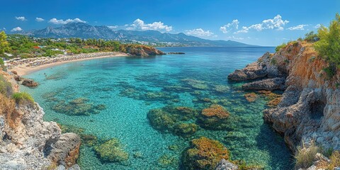 Wall Mural - Clear blue waters on a sandy beach