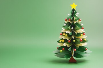 Poster - A decorative paper Christmas tree with a star on top, perfect for holiday decorations or as a creative prop