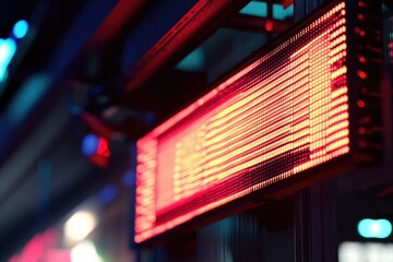 Aufkleber - A vibrant neon sign lit up at night on the side of a building, perfect for urban or nightlife scenes