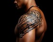 © Creator88 - Shoulder tattoo featuring tribalinspired patterns with bold lines and curves