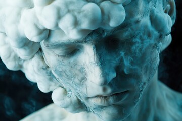 Aufkleber - Close-up of a statue with smoke emanating from its surface
