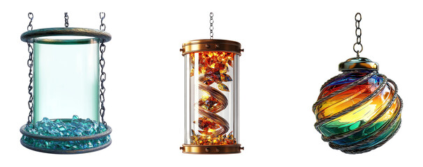 Colorful Artistic Objects on Transparent Background