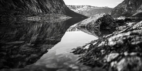 Poster - A calm body of water in monochrome tones