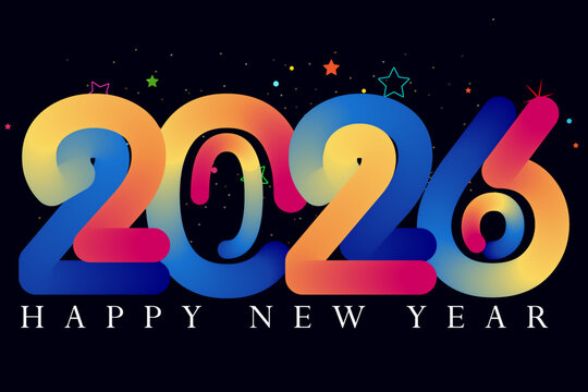 happy new year 2026, gradient color happy new year 2026, 3d 2026
