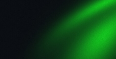 Wall Mural - green grainy color flow on a black background with noise texture effect, wide website banner header 