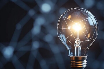 Aufkleber - A light bulb illuminates in the darkness, providing a warm glow