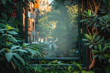 Poster - A building reflected in a mirror, offering symmetry and depth