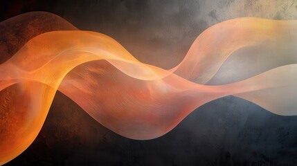 Poster - Abstract Futuristic Background with Gradient Waves in Warm Tones and Textured Dark Surface