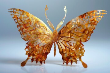 Aufkleber - A detailed view of a butterfly's body and wings on a clean, white background