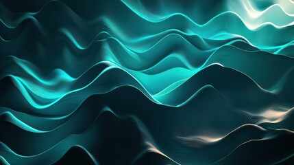 Poster - Futuristic Abstract Background with Gradient Waves of Teal and Turquoise in Dynamic Motion