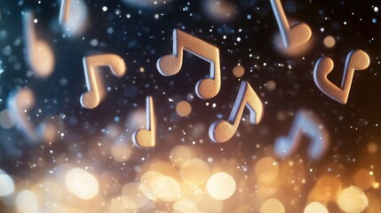 Poster - A collection of music notes suspended in mid-air, perfect for representing creativity or inspiration