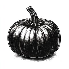 Poster - Black and white illustration of a pumpkin.