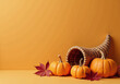 © Galeno - fall decorations like pumpkins cornucopias add minimal touch thanksgiving backgrounds featuring autumn leaves warm