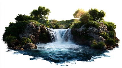 Canvas Print - Serene Waterfall Oasis: A Picturesque Island Paradise