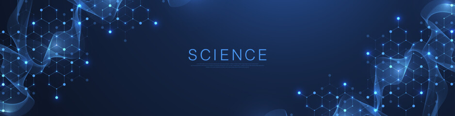 Aufkleber - Molecular abstract structure and genetic engineering DNA. Healthcare and medicine background concept. Scientific research background. Wave flow. Innovation pattern. Vector illustration.