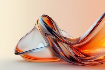 Poster - Abstract 3D holographic shape on a pastel background, featuring glassmorphism elements