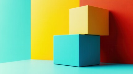 Poster - Front View of Holo Hexahedron Featuring Colorful Design
