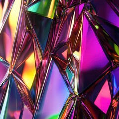 Poster - Holographic 3D patterns, floating geometric forms