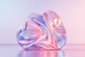 Poster - Trendy pastel background with glassmorphism elements and a 3D holographic abstract shape