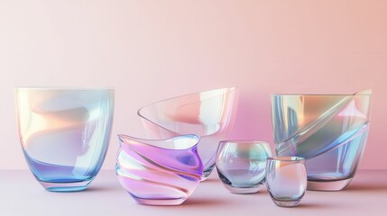 Poster - Modern design featuring abstract, colorful holographic shapes with a smooth, swirling texture