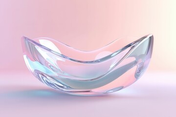 Poster - 3D holographic abstract shape on a pastel trendy background with glassmorphism elements