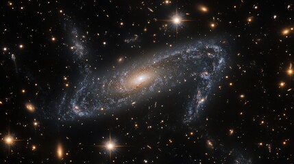 Poster - Exploration of a distant spiral galaxy illuminated by countless stars in the vast cosmos