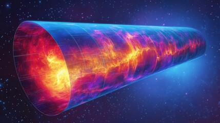 Poster - Stunning visualization of cosmic phenomena in a colorful space tunnel