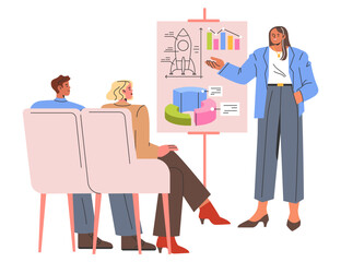 Poster - Businesswoman. Flat Vector Illustration