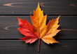 © Galeno - pumpkin leaf design sent via happy thanksgiving text dark wooden backgrounds fall season