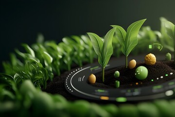 Poster - Precision farming scene capturing the flourishing development of corn plants