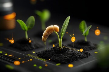 Poster - Detailed digital artwork depicting the intricate stages of a corn seedling s life cycle