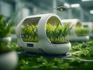 Aufkleber - Cutting edge smart farm showcasing a range of futuristic automation and precision farming technologies including embedded sensors tracking soil conditions aerial thermal imaging for plant monitoring