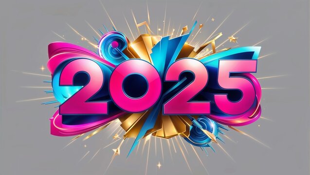 Image a vibrant and colorful title design for the year 2025 best illustration Generated by Ai