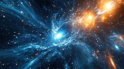 Poster - Swirling galaxies emit bright colors showcasing the beauty of the universe during a cosmic phenomenon