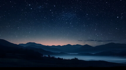 Wall Mural - a movement of stars in the night sky with the view of mountains.