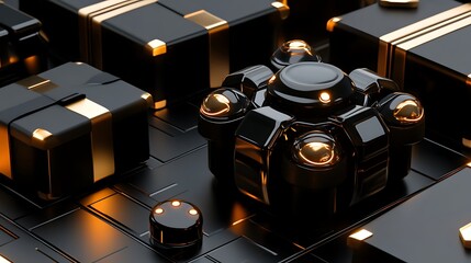 Black Gold Robot Gift Presents Abstract Design