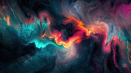 Poster - Abstract Vibrant Neon Design with Smooth Colors and Dynamic Patterns