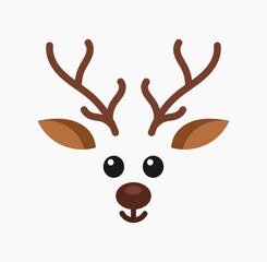 Wall Mural - cute christmas reindeer face. christmas design element. vector illustration.