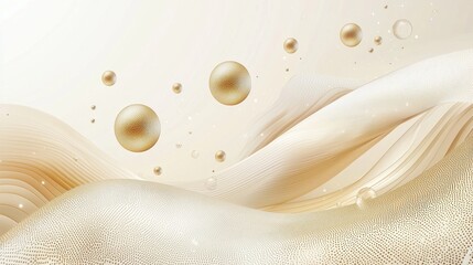 Poster - Enchanting Abstract Backdrop with Champagne Hues and Floating Spheres for Elegant Designs