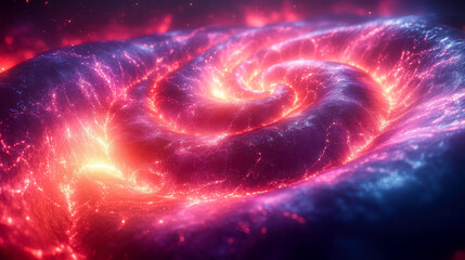 Poster - A vivid, spiraling galaxy of pink and orange hues, exuding energy and cosmic vibrance