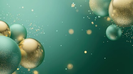 Poster - Enchanting Abstract Backdrop Features Emerald Green with Gold Elements and Sparkling Effects