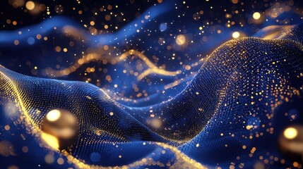 Poster - Enchanting Abstract Sapphire Backdrop with Shimmering Lights and Textures for Creative Projects