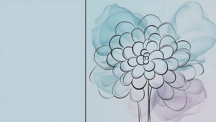 Wall Mural - set of  vertical poster  flower with smoky Line Art